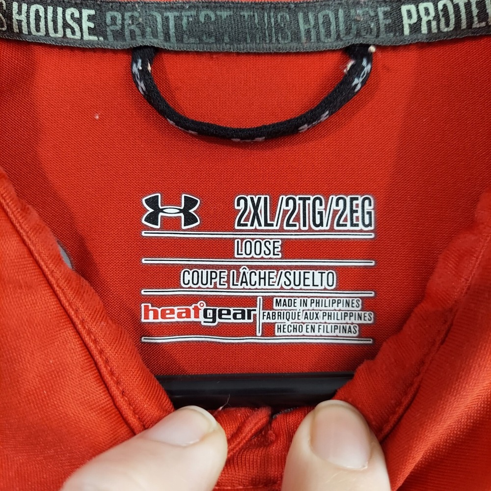 Under Armour Polo Shirt 2XL Men Red‎ Loose Heatgear Athletic Short Sleeve Polo - Picture 5 of 10